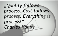 Quality follows process. Cost follows process. Everything is process! Charles Handy